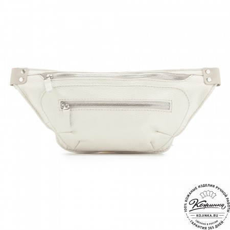 Кожаная сумка на пояс "Рики" (бежевая)